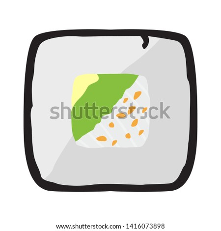 Isolated sushi roll image. Traditional japanese food - Vector