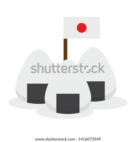 Isolated onigiri with a flag of Japan. Traditional japanese food - Vector