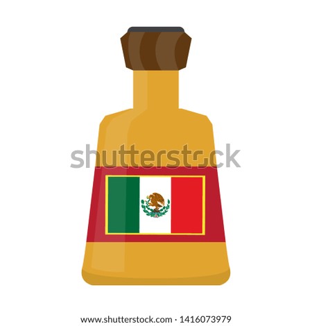 Mexican spicy sauce with a flag of Mexico - Vector