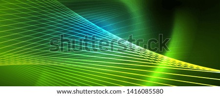 Neon blue glowing lines, magic energy space light concept, abstract background wallpaper design, vector illustration