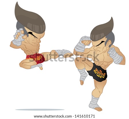 Muay thai Fighter :Jump Kick VS A guarded stance