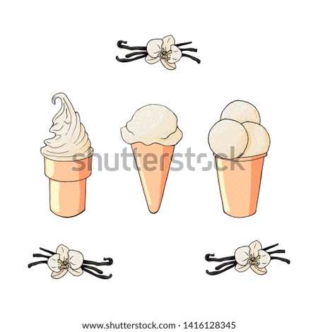 
tasty vanilla ice-cream 3 wafer cones