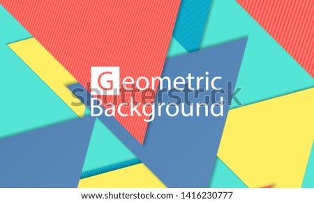 Geometric background. Cover layout template. 3d illustration. Bright colorful wallpaper. Abstract paper cut background. Material design. Vector.