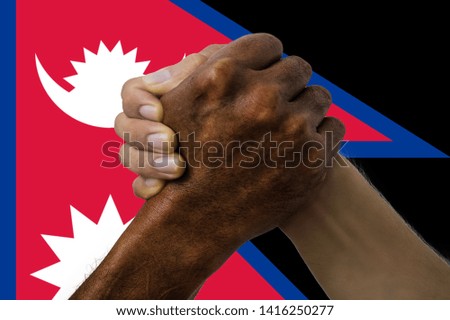Flag of Nepal, intergration of a multicultural group of young people