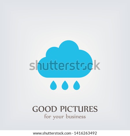 Wheather line.Cloud vector icon . The illustration of rain. Three drops.