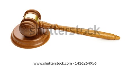 A wooden judge gavel isolated on white background 