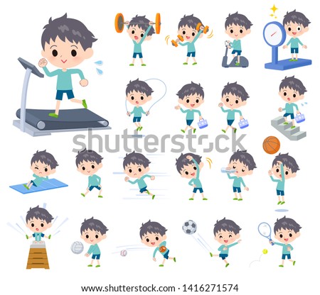 A set of boy on exercise and sports.There are various actions to move the body healthy.It's vector art so it's easy to edit.
