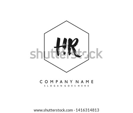 initials letter HR handwriting logo vector template