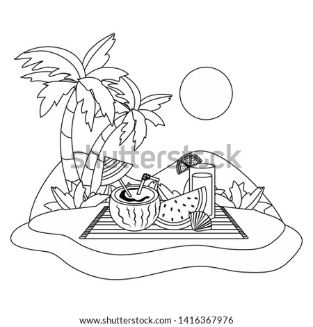 Summer and vacation icon set design