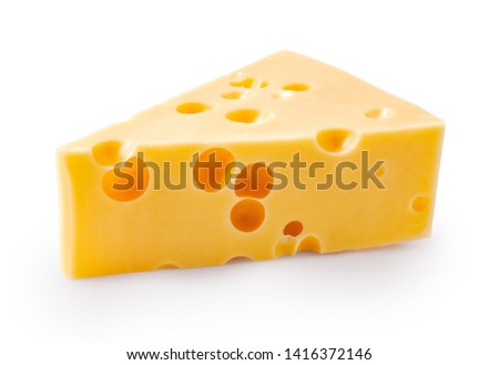 Piece of cheese isolated on white background. Royalty-Free Stock Photo #1416372146