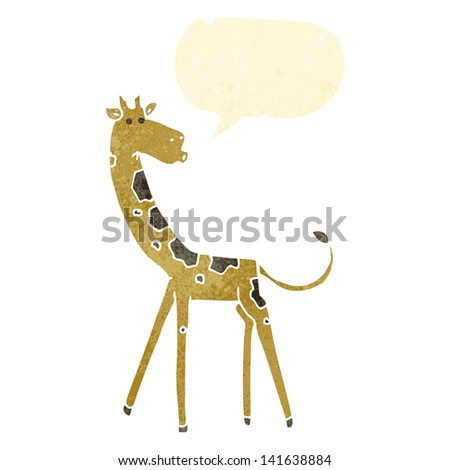 retro cartoon giraffe with speech bubble