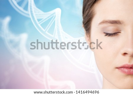 Woman beauty and gene therapy concept. Royalty-Free Stock Photo #1416494696