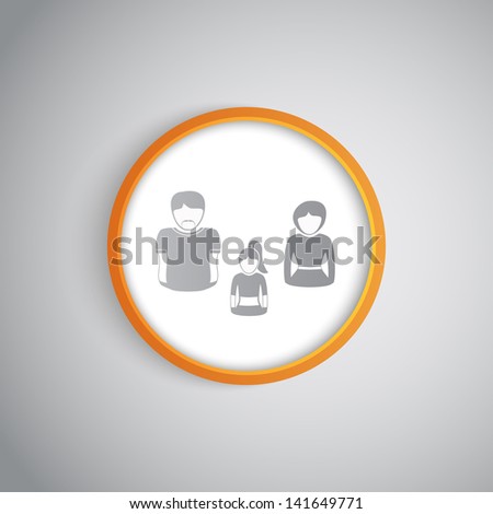 silhouettes of a family in a round cell. Vector Graphics.