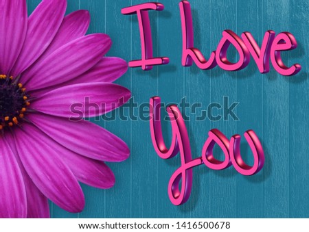 beautiful rose and i love you latter for love massage, valentine card, happy valentine day