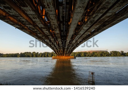 Railway bridge in Warsaw during the flood.