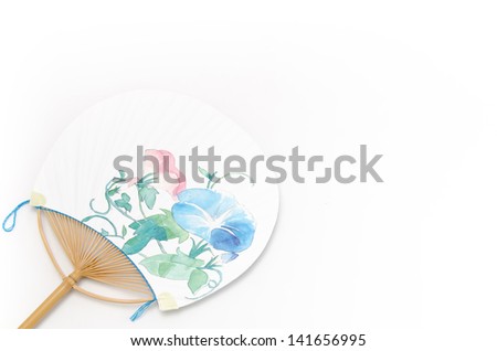Japanese fan. The fan of the picture of a morning glory.