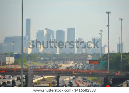 Rush hour commuting in Houston, Texas.