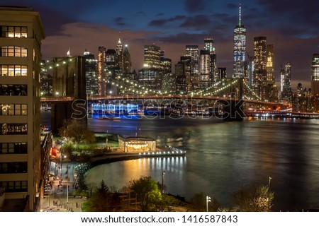 New York City View Of Brooklyn Bridge and Manhattan
