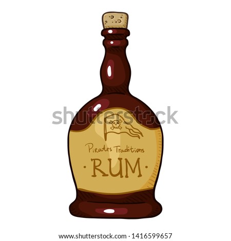 Vector Cartoon Illustration - Bottle of Rum