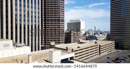 View From Hotel In Downtown Denver City On A Clear Sky Day