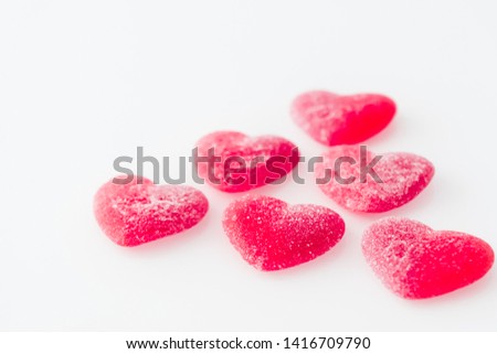 candy from marmalade in the form of red hearts 