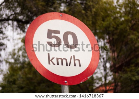 50 Kilometers Sign Post Speed 