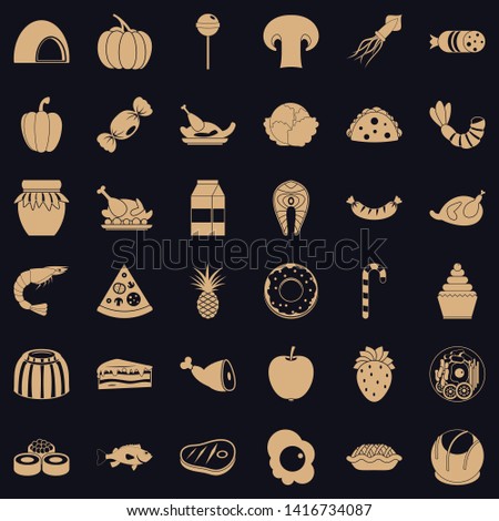 Treat icons set. Simple set of 36 treat vector icons for web for any design