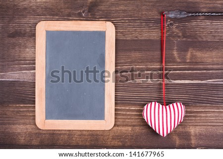 Love heart and wooden frame background