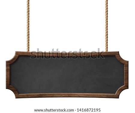 Decorative blackboard with dark wooden frame and oblong shape