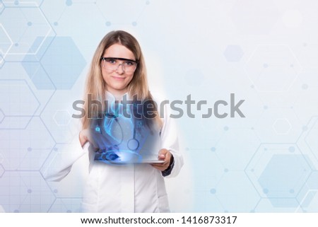 Medical technology concept.  Woman doctor.