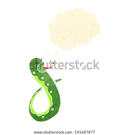 retro cartoon snake with thought bubble