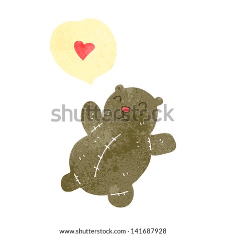 retro cartoon teddy bear with love heart