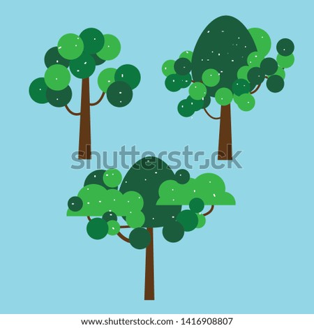 set of green trees: flat design vector for your design