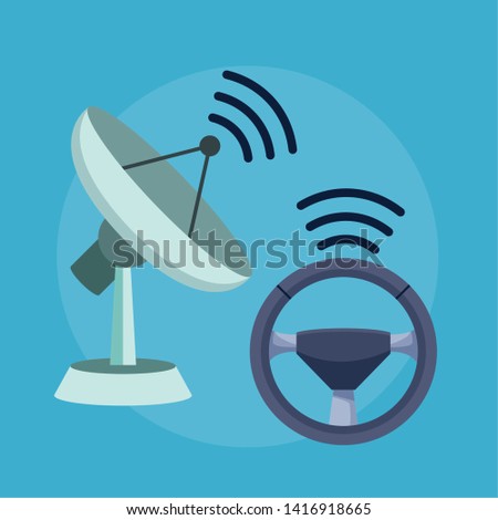 gps location car service concept reception antenna and rubber in round icon icon cartoon vector illustration graphic design