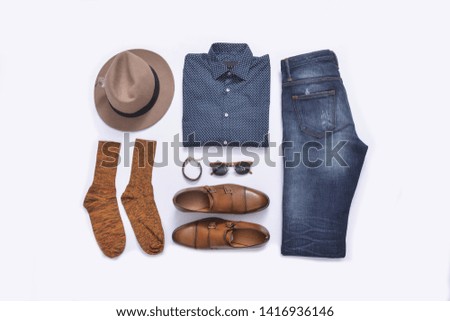 Fashionable concept. set of Men's fashionable clothes and accessories


