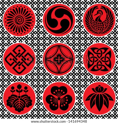 set ornament elements in the japanese style