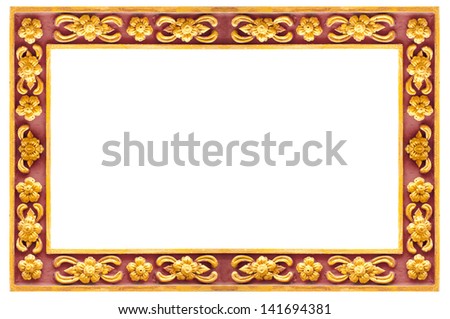 Thai frame Art, painted gold and red flower and leaf frame art design