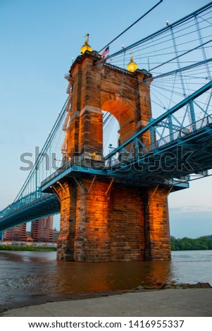 The Roebling suspension bridge was the prototype for the Brooklyn Bridge built 30 years later.