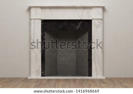 Sketch of fireplace in modern home interior