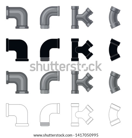 Isolated object of pipe and tube sign. Set of pipe and pipeline stock vector illustration.