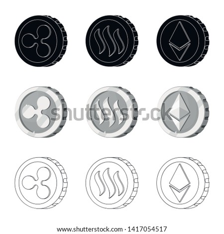 Isolated object of cryptocurrency and coin logo. Collection of cryptocurrency and crypto stock vector illustration.