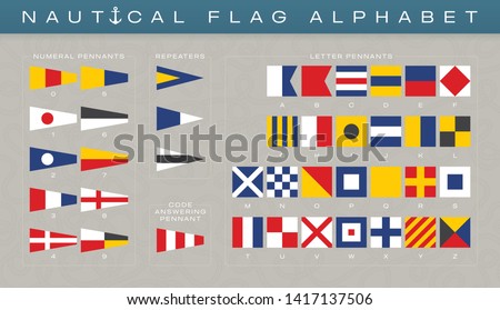 Vector international marine alphabet and numbers flags Royalty-Free Stock Photo #1417137506