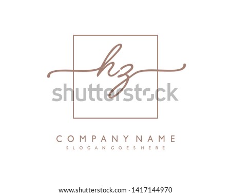 initials letter HZ handwriting logo vector template