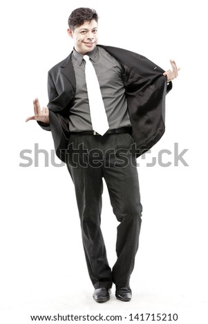 young happy smiling cheerful business man, over white background