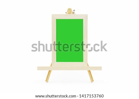 Picture frames of wood, vertical image green screen. White background (In the middle of the screen)
