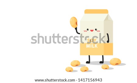 Soy milk character design. wallpaper. free space for text. symbol. copy space.