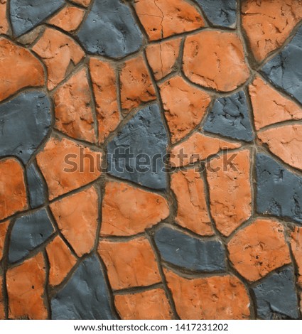 Orange tiles masonry, abstract background