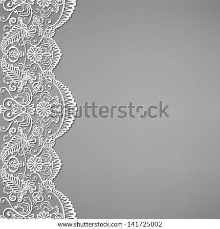 Greeting, invitation card with lace and floral ornaments