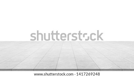 Business concept - empty marble floor top isolated on white background for display or mockup product