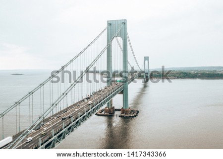 Aerial view of the Verrazzano-Narrows bridge in Brooklyn and Staten Island.